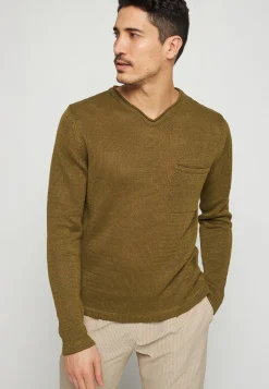 Montagut Pulls-Pull col col tunisien en lin - Rubin 83-Kaki