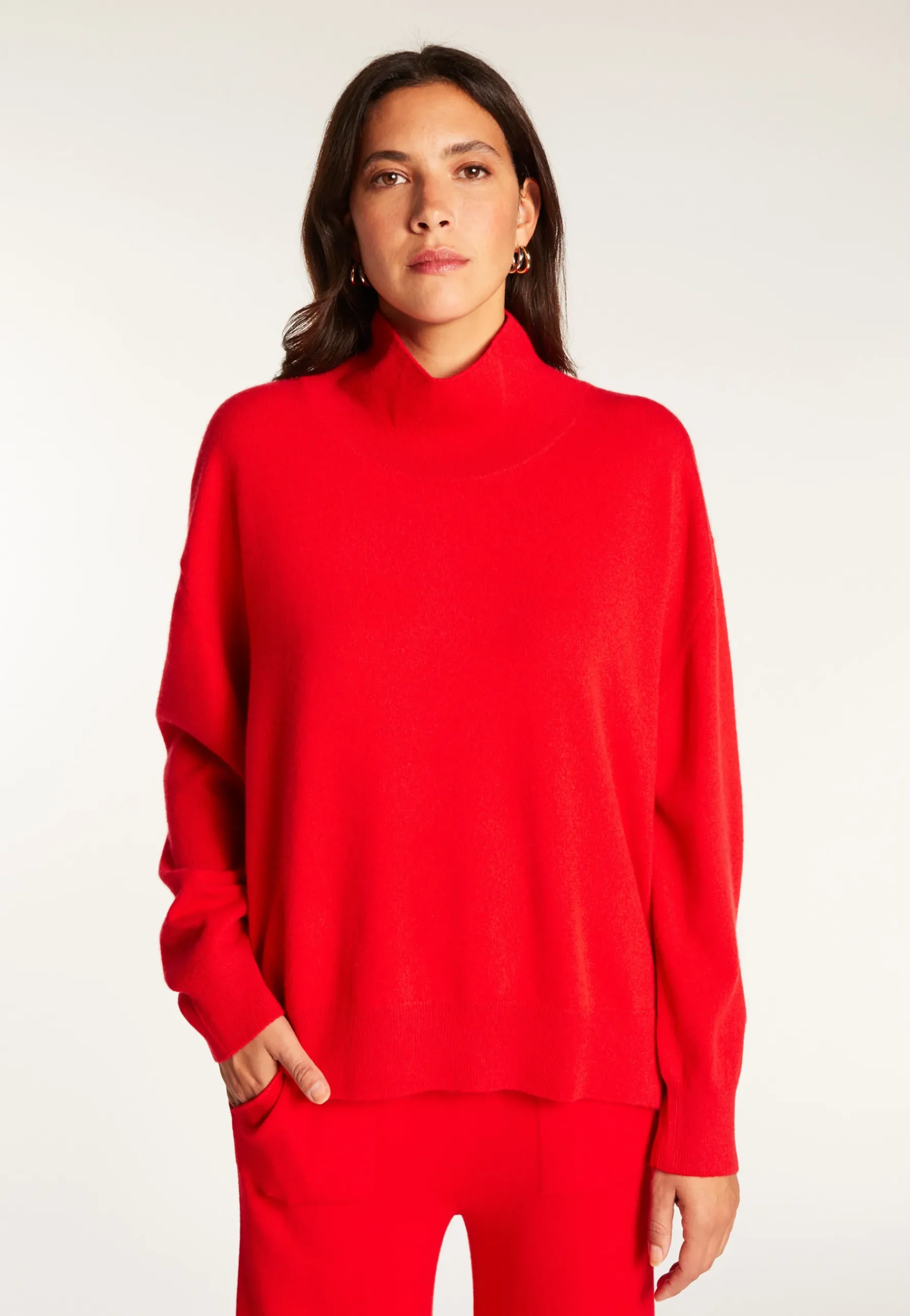 Montagut Les Incontournables-Pull col montant en cachemire - Athena 52-Rouge