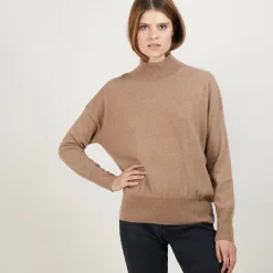 Montagut Les Incontournables-Pull col montant en cachemire - Bassa 46-Marron clair