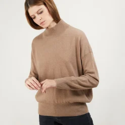 Montagut Les Incontournables-Pull col montant en cachemire - Bassa 46-Marron clair