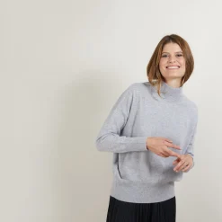 Montagut Les Incontournables-Pull col montant en cachemire - Bassa 09-Gris moyen