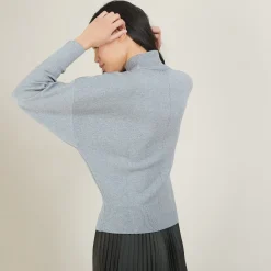 Montagut Pulls-Pull col montant en coton cachemire - Fanny 09-Gris moyen