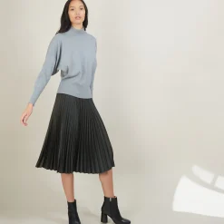 Montagut Pulls-Pull col montant en coton cachemire - Fanny 09-Gris moyen