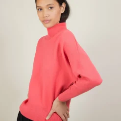 Montagut Pulls-Pull col montant en coton cachemire - Fanny 26-Rose foncé