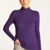 Montagut Pulls-Pull col montant en laine mélangée - Reagan 18-Violet foncé