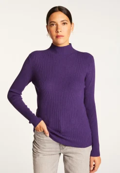 Montagut Pulls-Pull col montant en laine mélangée - Reagan 18-Violet foncé