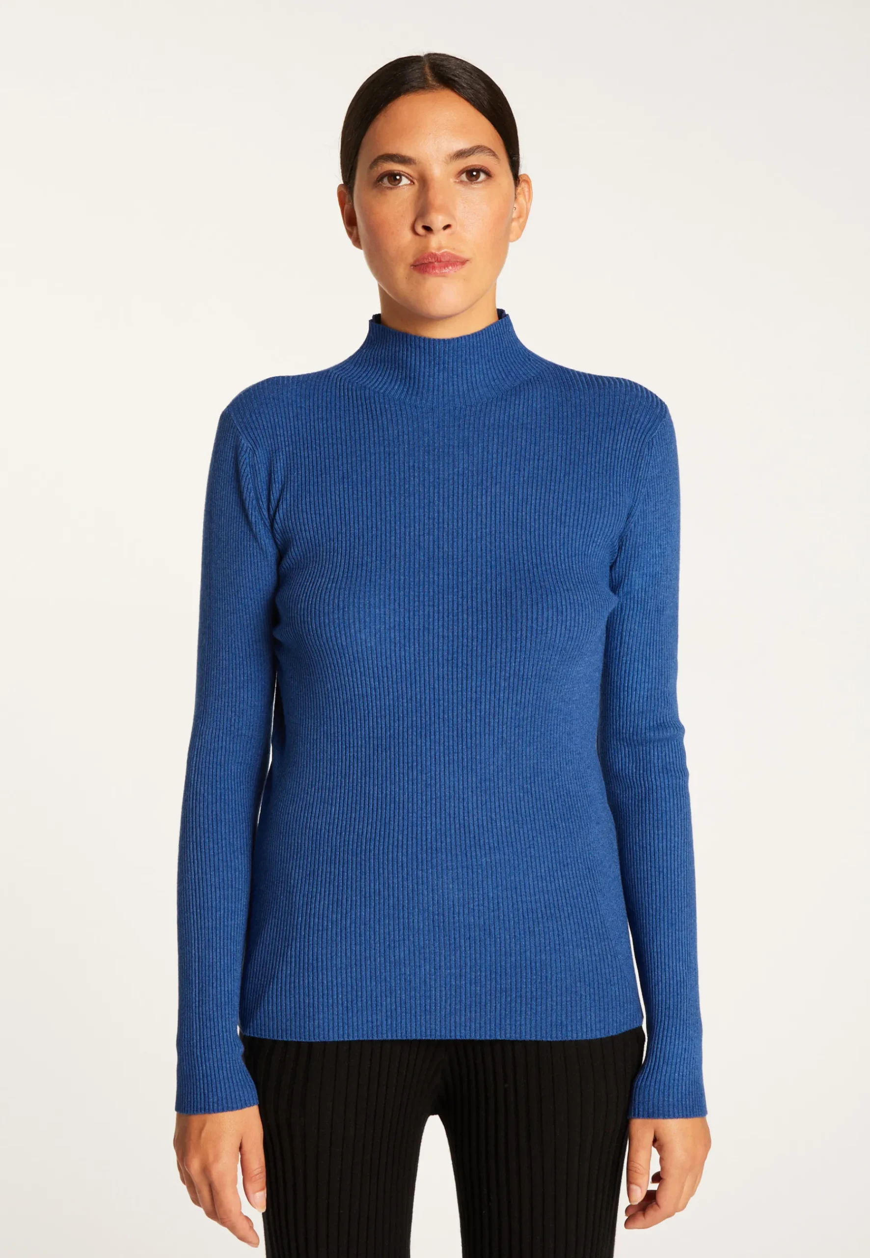 Montagut Pulls-Pull col montant en laine mélangée - Reagan 48-Bleu roi