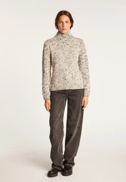 Montagut Pulls-Pull col montant en laine chiné - Papyrus 11-Gris clair