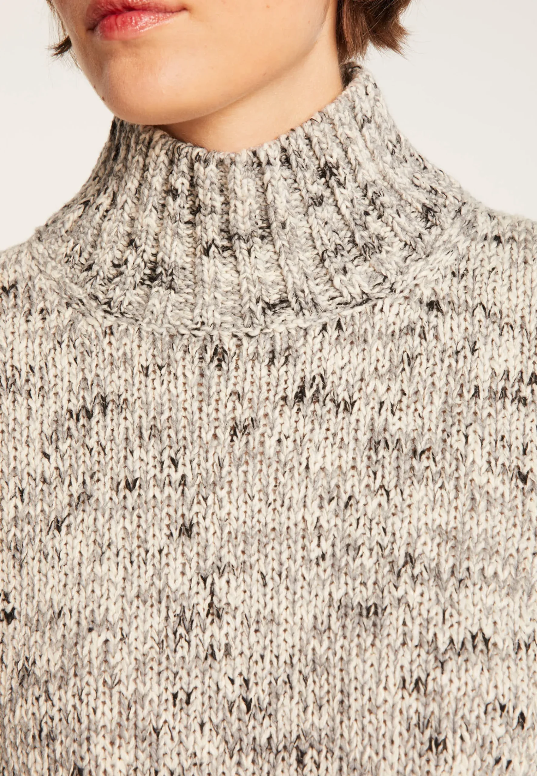 Montagut Pulls-Pull col montant en laine chiné - Papyrus 11-Gris clair