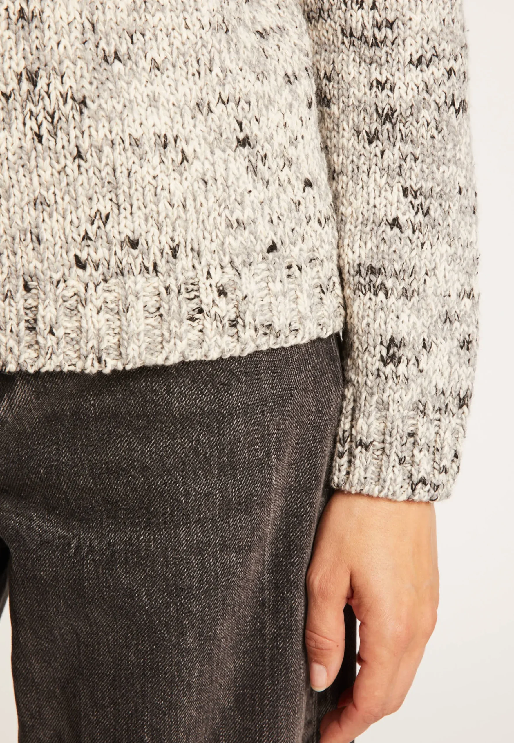 Montagut Pulls-Pull col montant en laine chiné - Papyrus 11-Gris clair