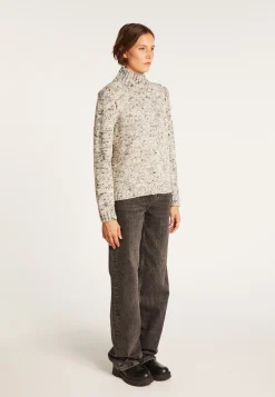 Montagut Pulls-Pull col montant en laine chiné - Papyrus 11-Gris clair