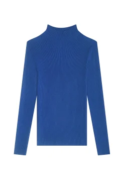 Montagut Pulls-Pull col montant en laine mélangée - Reagan 48-Bleu roi