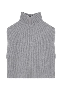 Montagut Les Incontournables-Pull col montant sans manches en cachemire mélangé - Dalya 09-Gris moyen