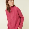 Montagut Pulls-Pull col montant zippé en cachemire mélangé - Lodric 26-Rose foncé