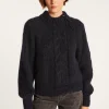 Montagut Pulls-Pull col montant zippé en mohair - Gilda 05-Bleu marine