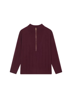 Montagut Pulls-Pull col montant zippé en cachemire mélangé - Lodric 51-Bordeaux