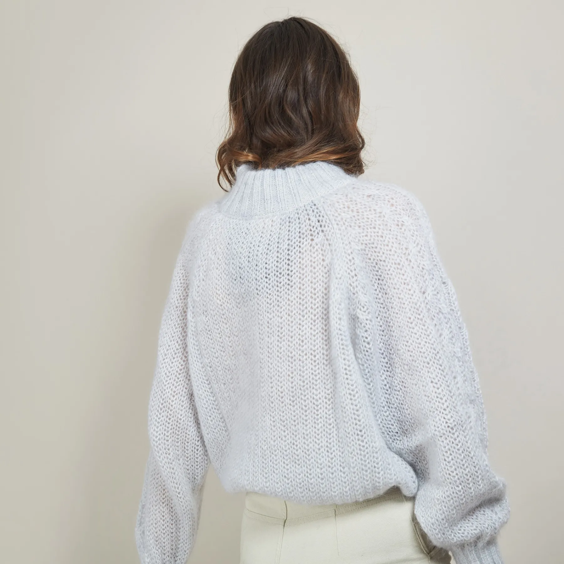 Montagut Pulls-Pull col montant zippé en mohair - Gilda 11-Gris clair