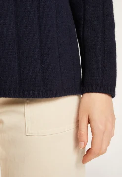 Montagut Pulls-Pull col montant zippé en cachemire mélangé - Lodric 05-Bleu marine