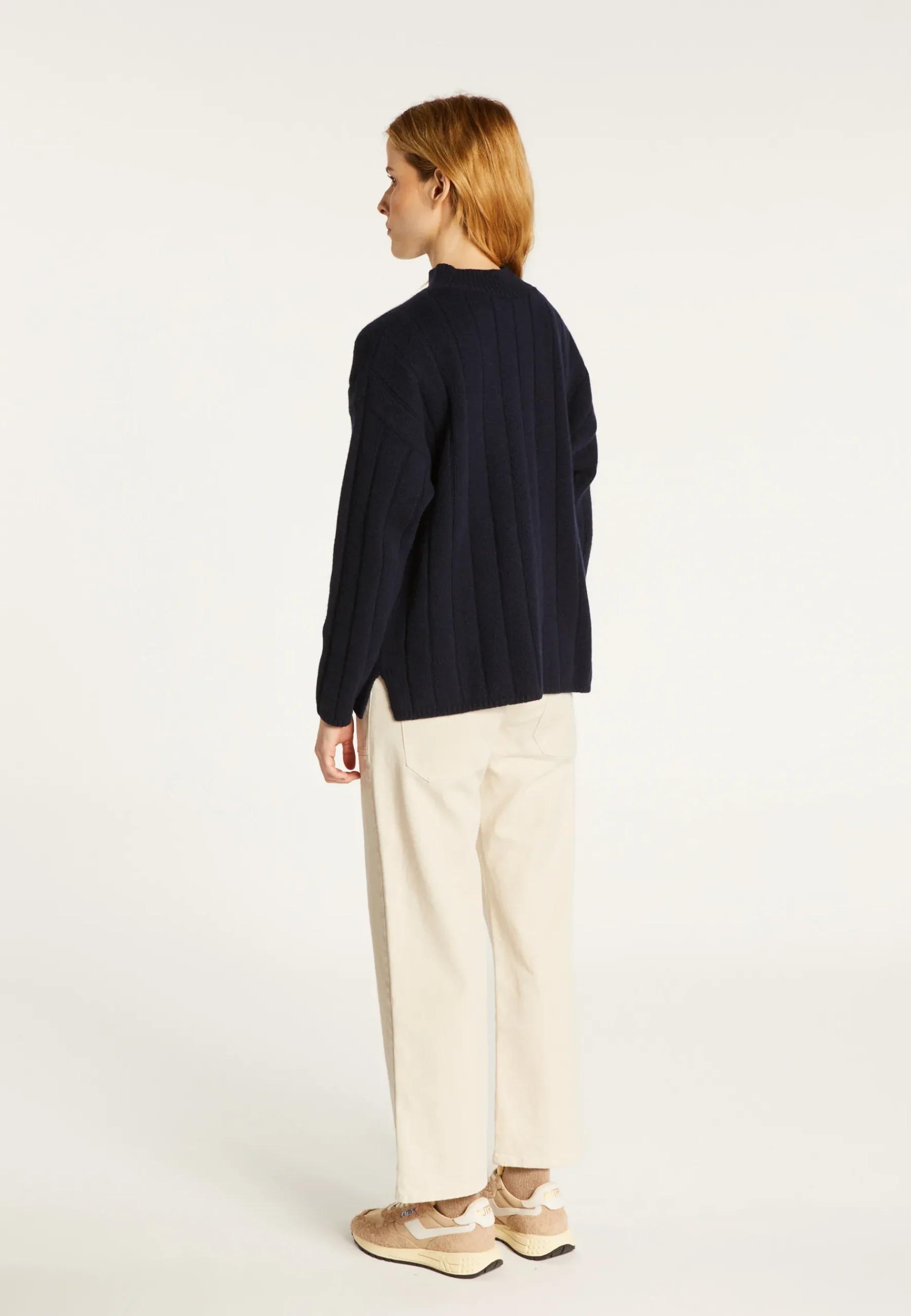 Montagut Pulls-Pull col montant zippé en cachemire mélangé - Lodric 05-Bleu marine
