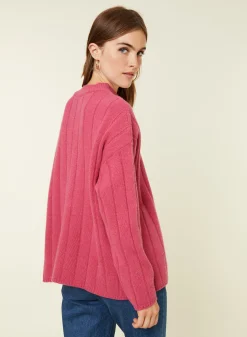 Montagut Pulls-Pull col montant zippé en cachemire mélangé - Lodric 26-Rose foncé