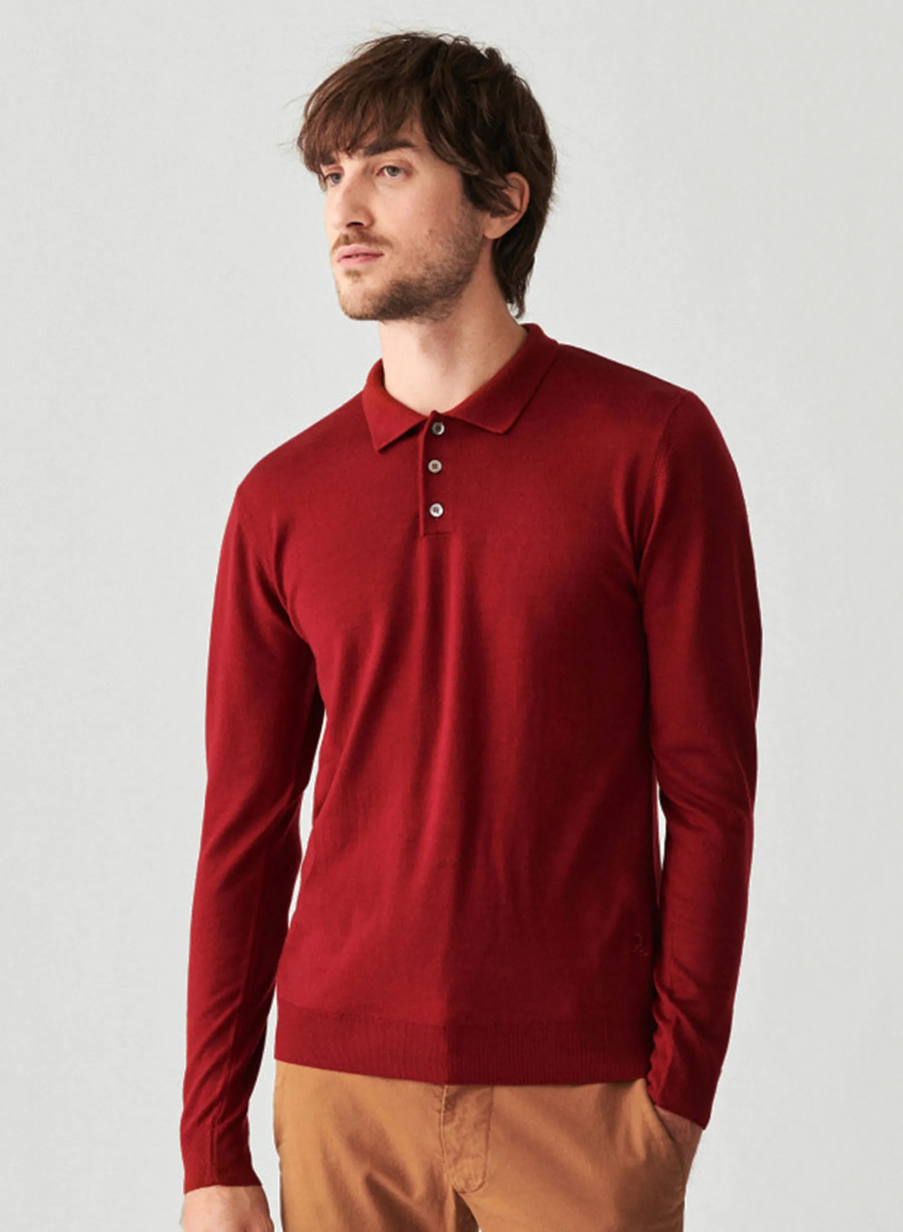 Montagut Pulls | Polos Et T-Shirts-Pull col polo avec logo en laine mérinos - Eni 51-Bordeaux