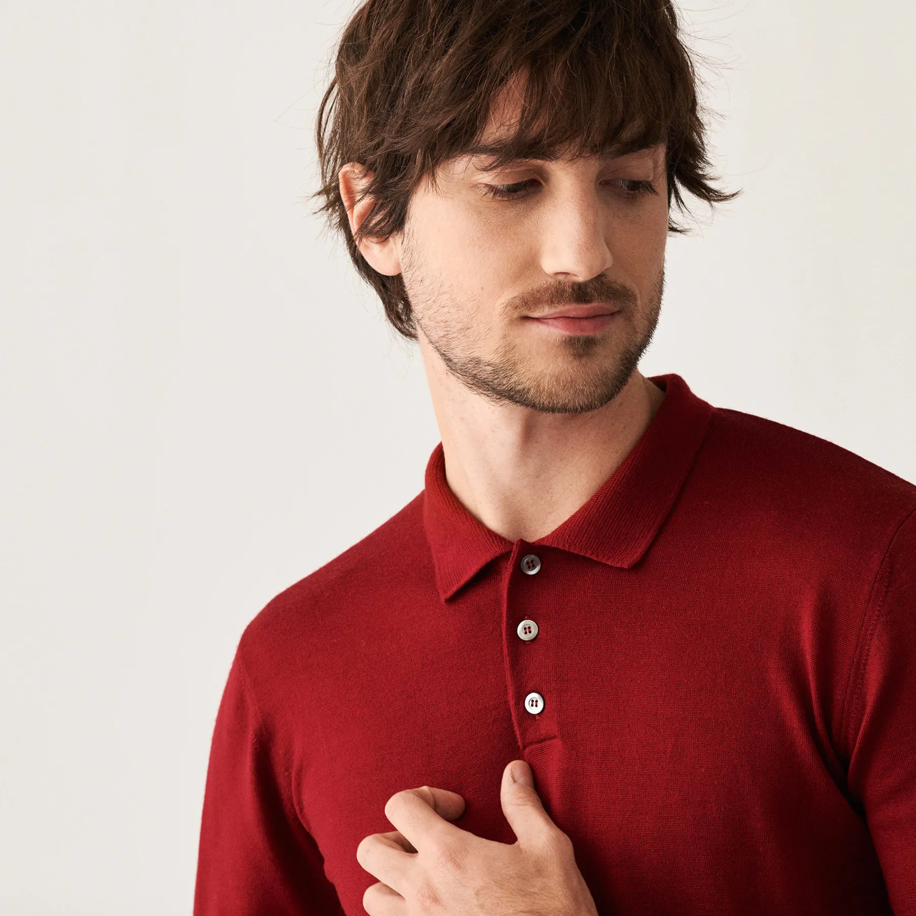 Montagut Pulls | Polos Et T-Shirts-Pull col polo avec logo en laine mérinos - Eni 51-Bordeaux