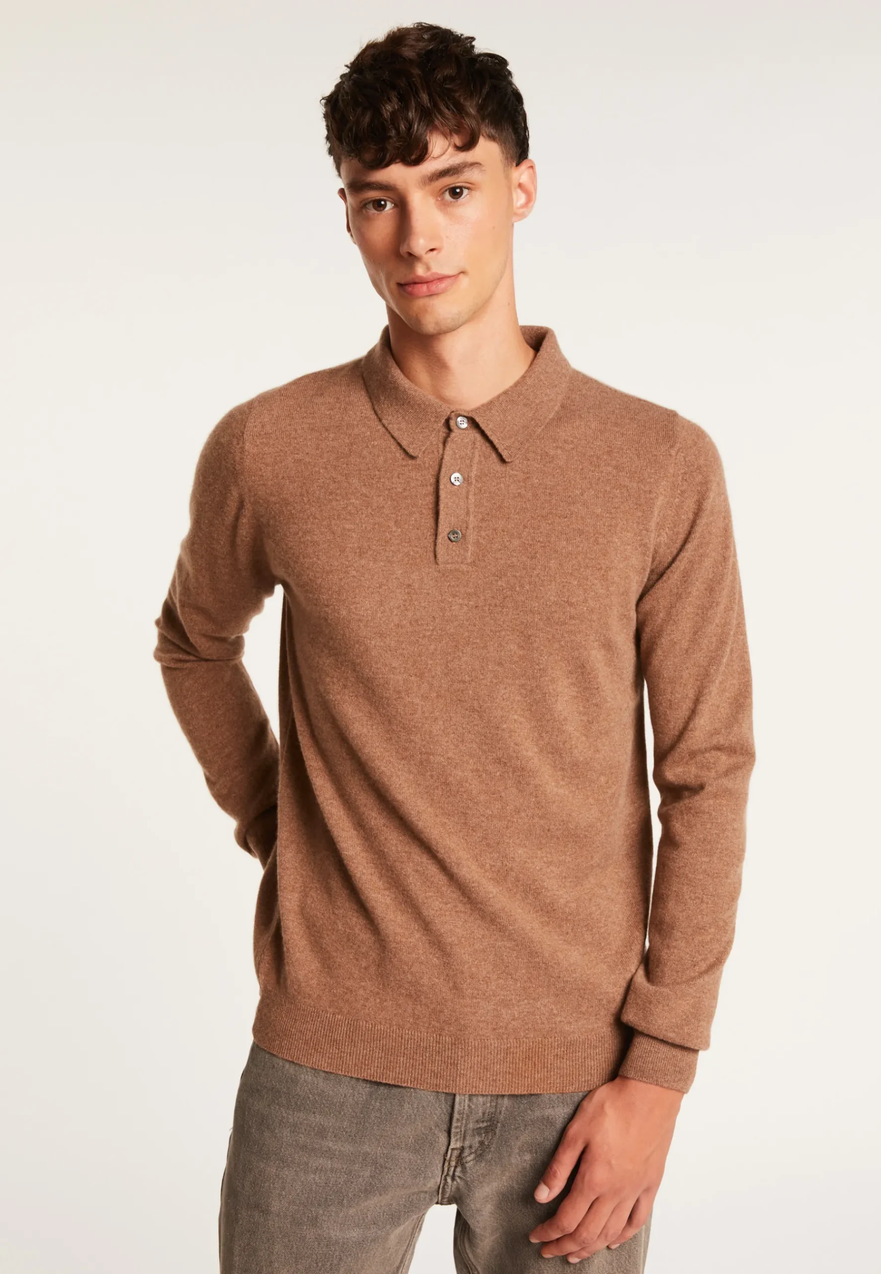 Montagut Pulls-Pull col polo en cachemire - Emerson 46-Marron clair