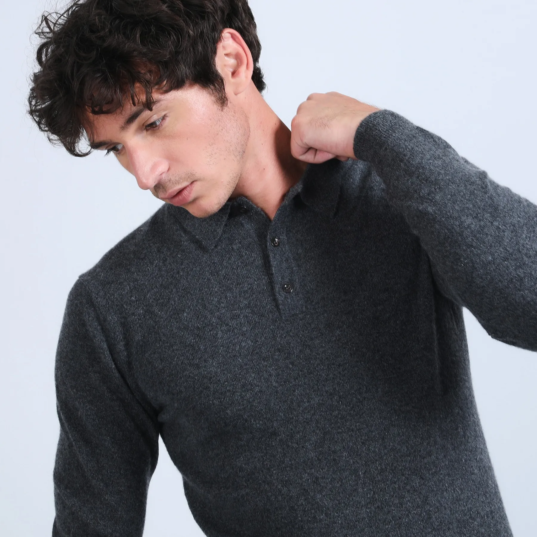 Montagut Pulls-Pull col polo en cachemire - Emerson 10-Gris foncé