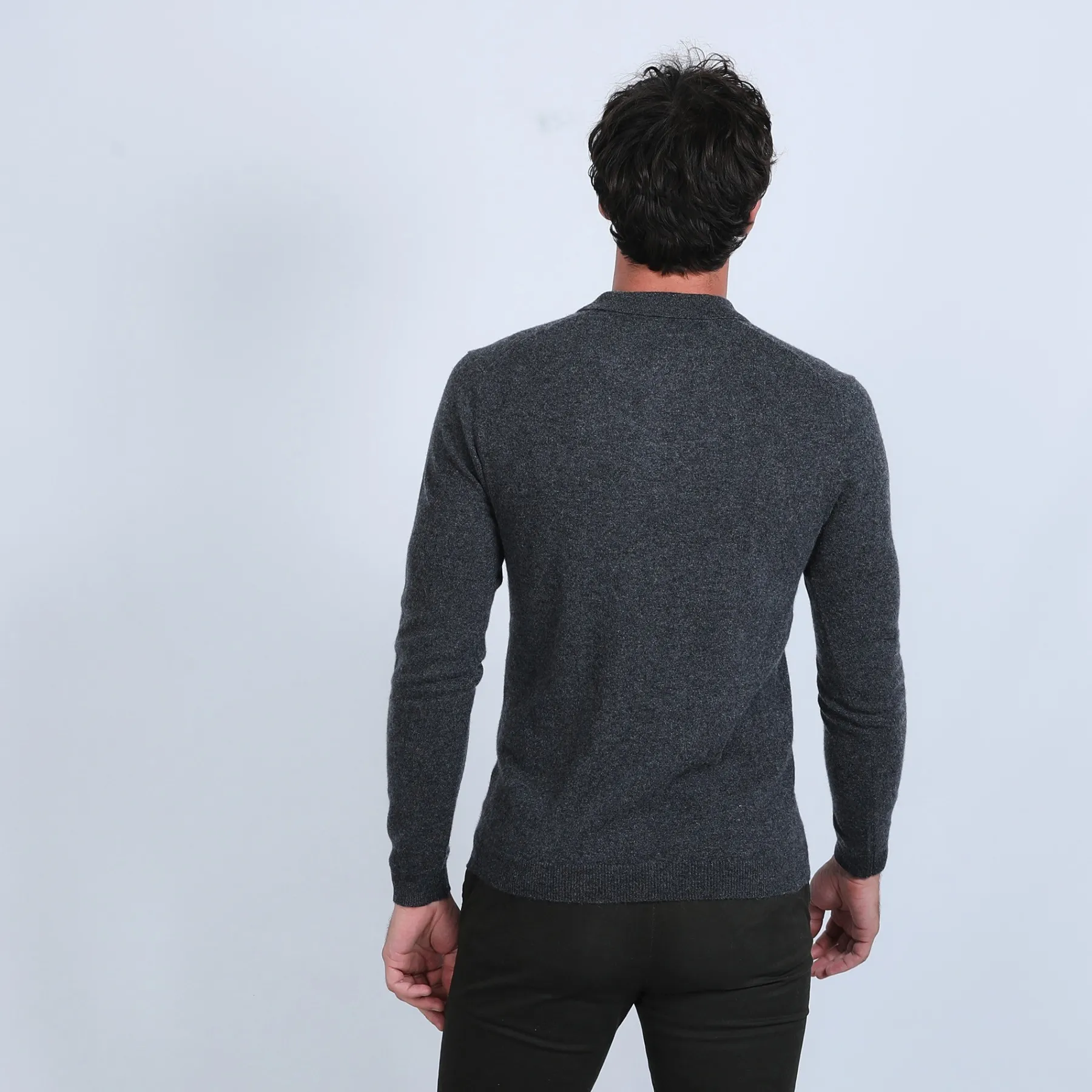 Montagut Pulls-Pull col polo en cachemire - Emerson 10-Gris foncé