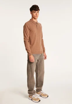 Montagut Pulls-Pull col polo en cachemire - Emerson 46-Marron clair