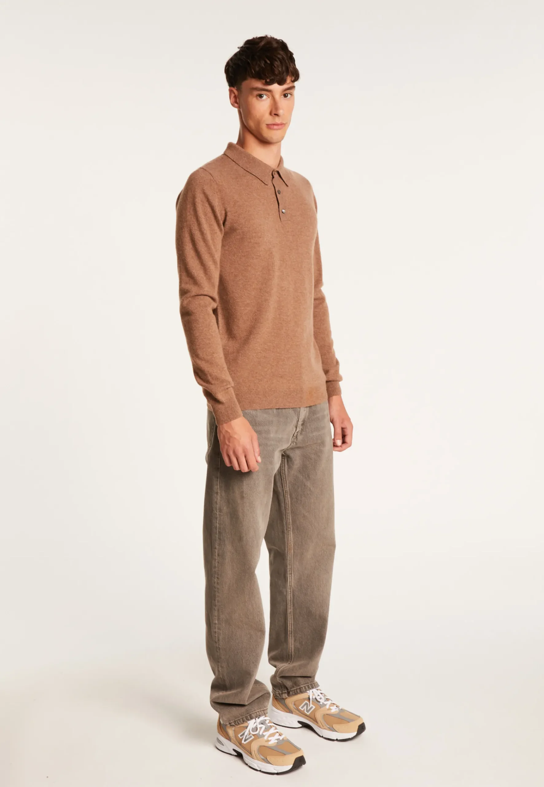 Montagut Pulls-Pull col polo en cachemire - Emerson 46-Marron clair