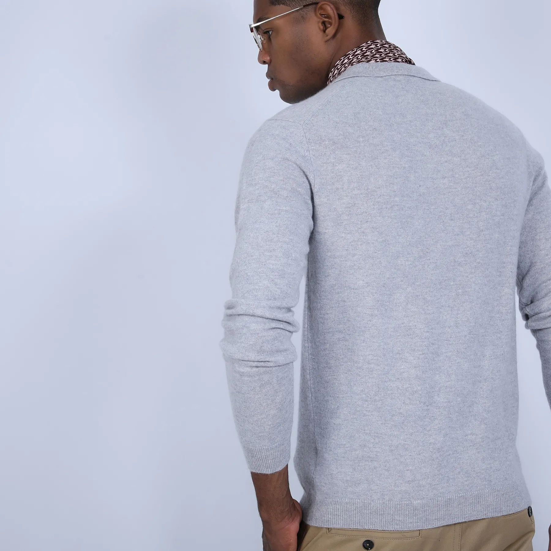 Montagut Pulls-Pull col polo en cachemire - Emerson 11-Gris clair