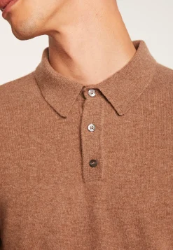 Montagut Pulls-Pull col polo en cachemire - Emerson 46-Marron clair