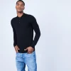 Montagut Pulls-Pull col polo en laine mérinos - Eni 01-Noir