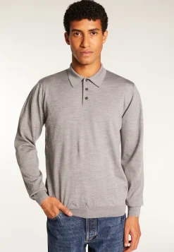Montagut Pulls | Polos Et T-Shirts-Pull col polo en laine mérinos - Eni 09-Gris moyen