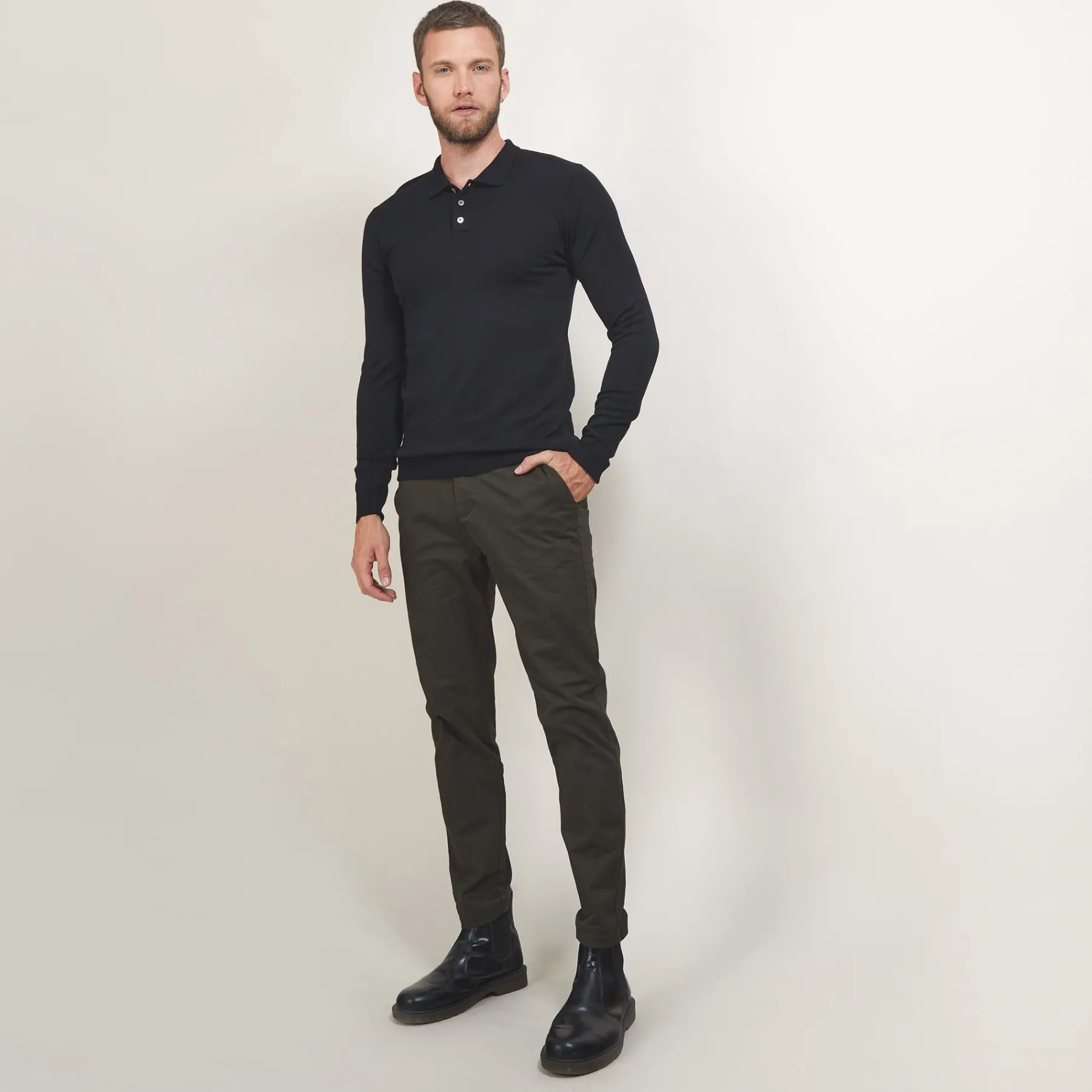 Montagut Pulls-Pull col polo en laine mérinos - Eni 01-Noir