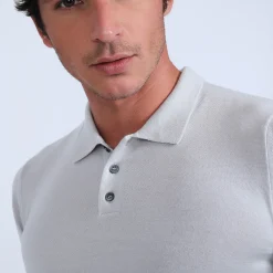 Montagut Pulls | Polos Et T-Shirts-Pull col polo en laine mérinos - Eni 11-Gris clair