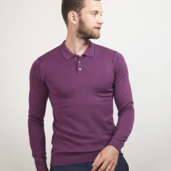 Montagut Pulls-Pull col polo en laine mérinos - Eni 52-Rouge