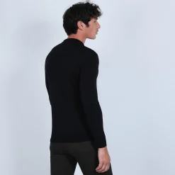 Montagut Polos Et T-Shirts-Pull col polo en laine mérinos - Eni 01-Noir