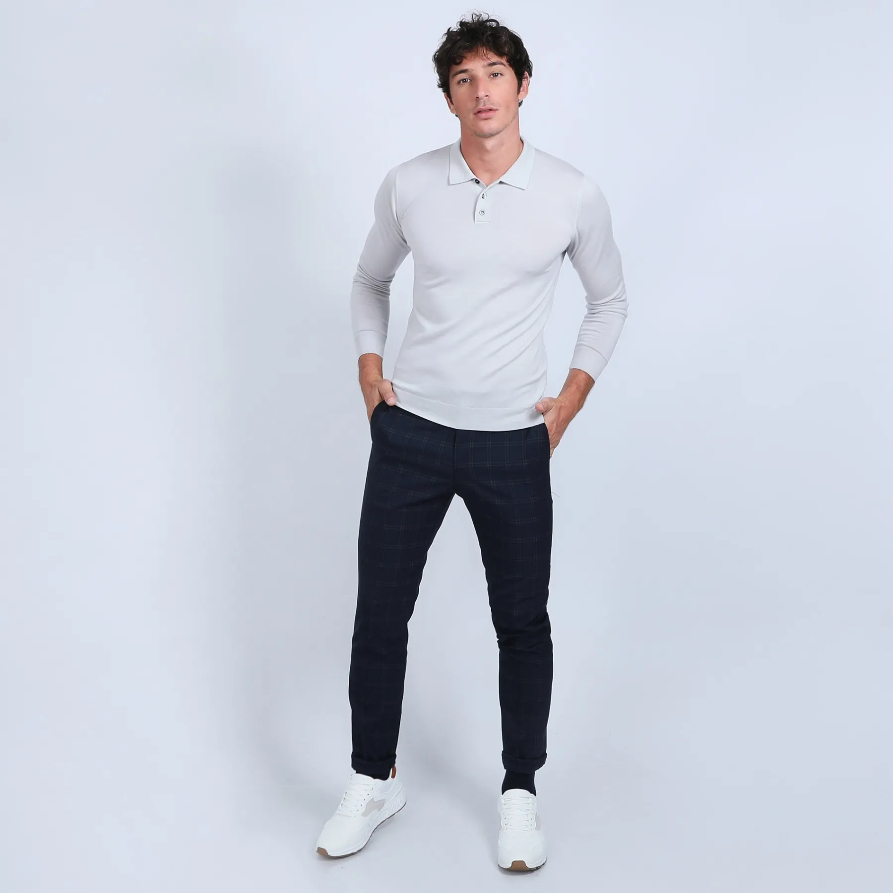 Montagut Pulls | Polos Et T-Shirts-Pull col polo en laine mérinos - Eni 11-Gris clair