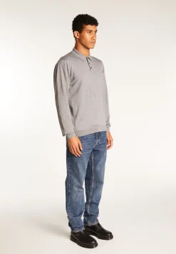 Montagut Pulls | Polos Et T-Shirts-Pull col polo en laine mérinos - Eni 09-Gris moyen