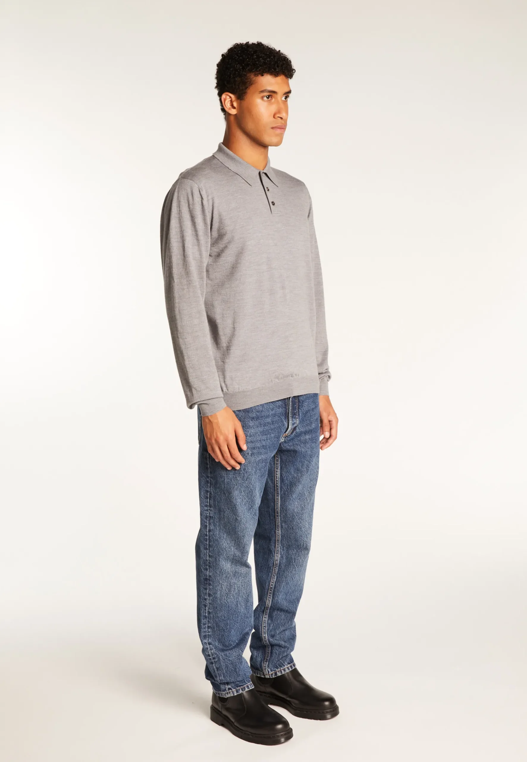 Montagut Pulls | Polos Et T-Shirts-Pull col polo en laine mérinos - Eni 09-Gris moyen