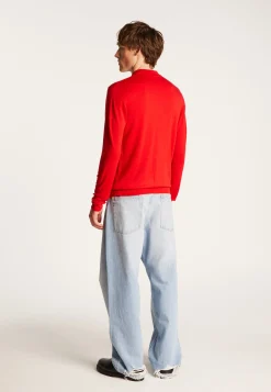 Montagut Pulls-Pull col polo en laine mérinos - Eni 52-Rouge