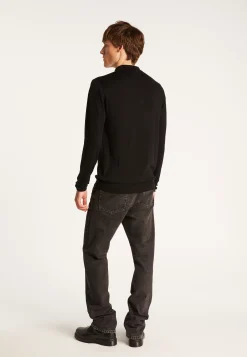 Montagut Pulls-Pull col polo en laine mérinos - Eni 01-Noir