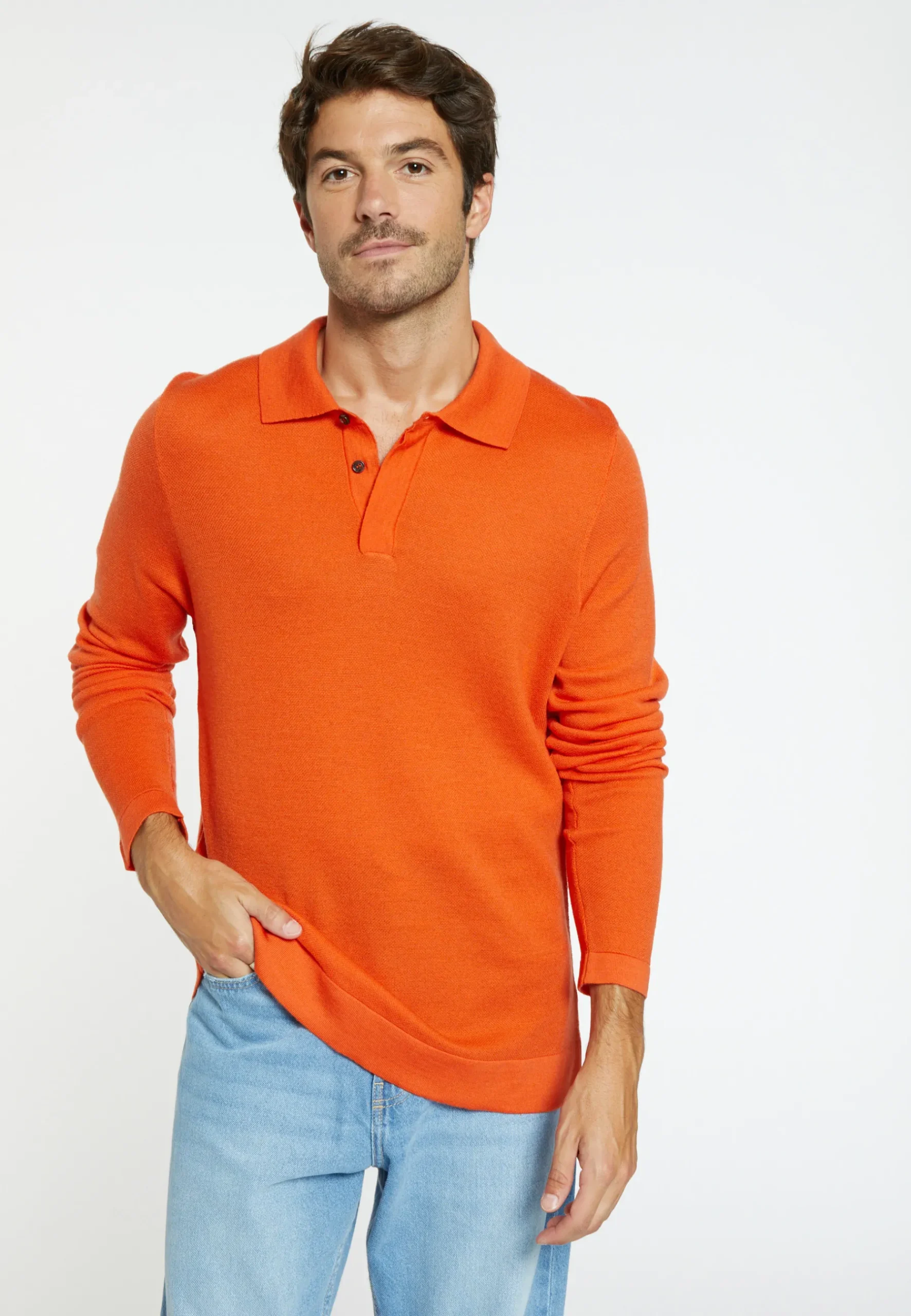 Montagut Pulls-Pull col polo laine mérinos - Sidney 15-Orange