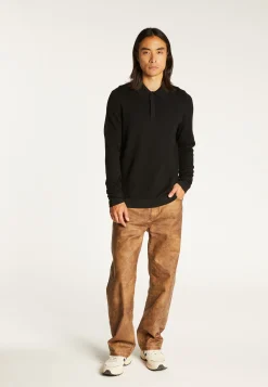 Montagut Pulls-Pull col polo laine mérinos - Sidney 01-Noir