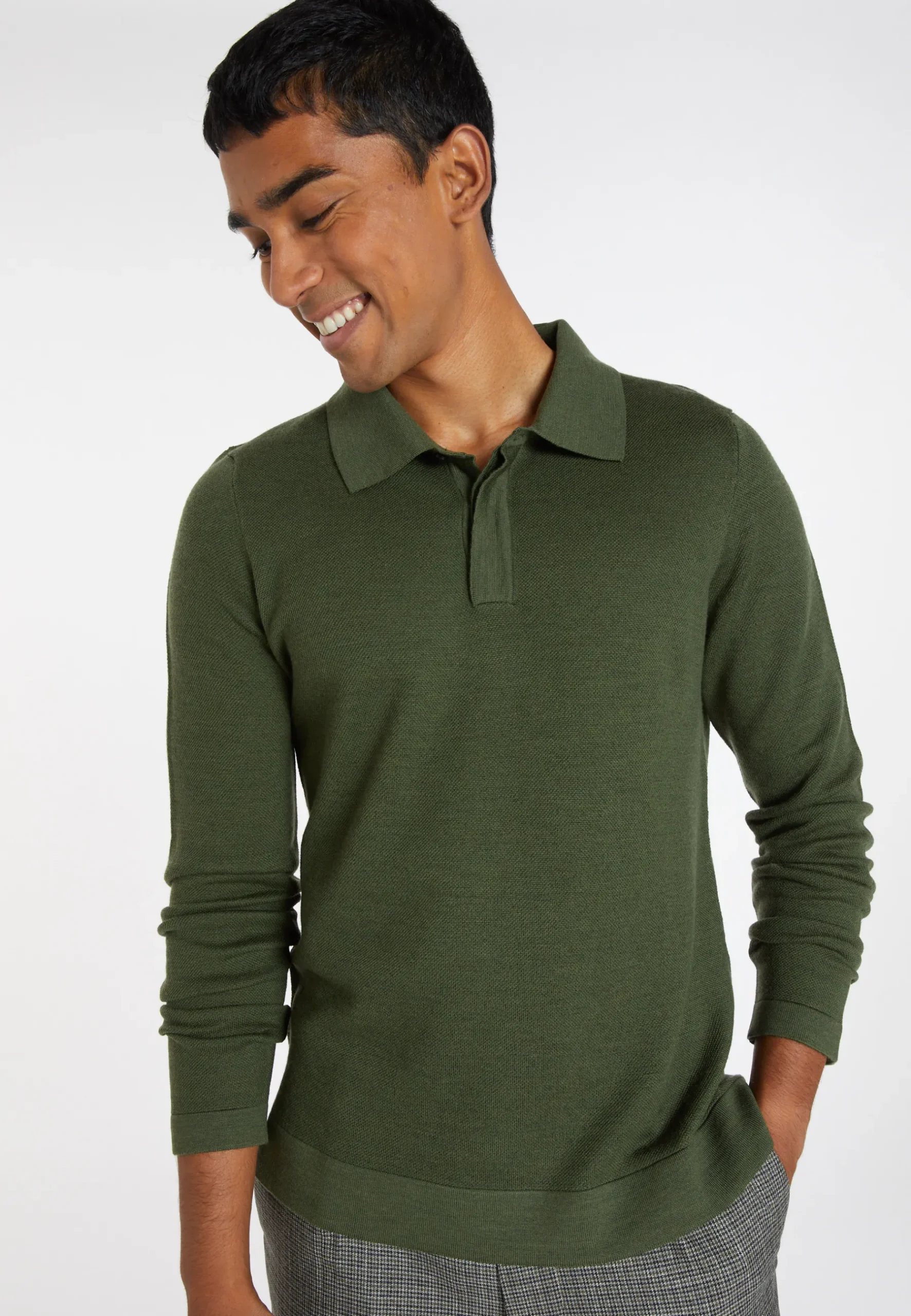 Montagut Pulls-Pull col polo laine mérinos - Sidney 83-Kaki