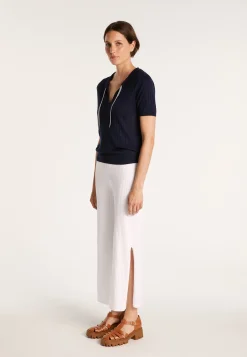 Montagut Pulls-Pull col polo soie naturelle - Alya 05-Bleu marine