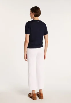 Montagut Pulls-Pull col polo soie naturelle - Alya 05-Bleu marine