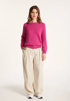 Montagut Pulls-Pull col rond coton et lin - Nicky 26-Rose foncé